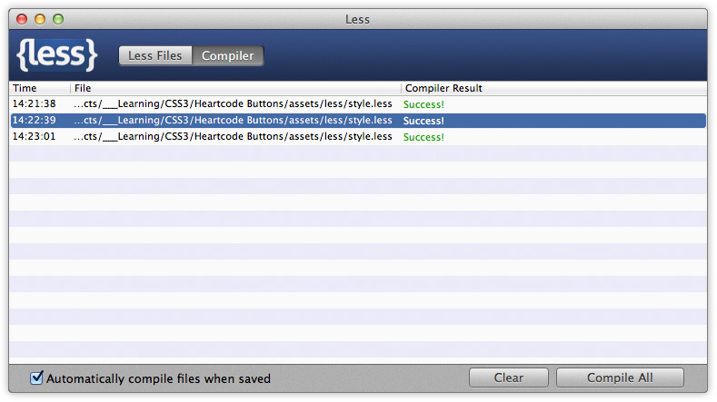 Compiler view of Less.app on Mac
